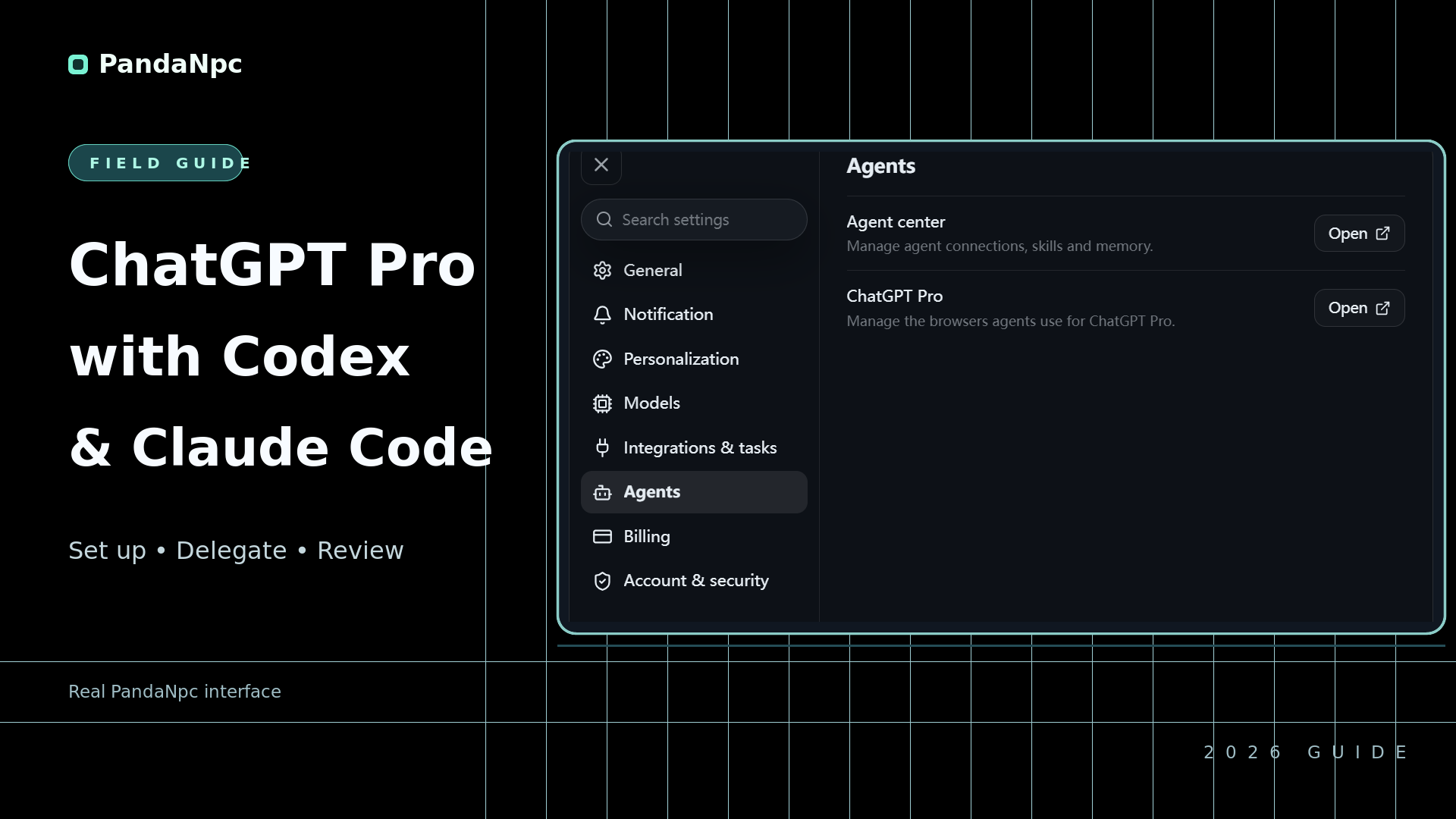 How to use ChatGPT Pro with Codex and Claude Code in PandaNpc