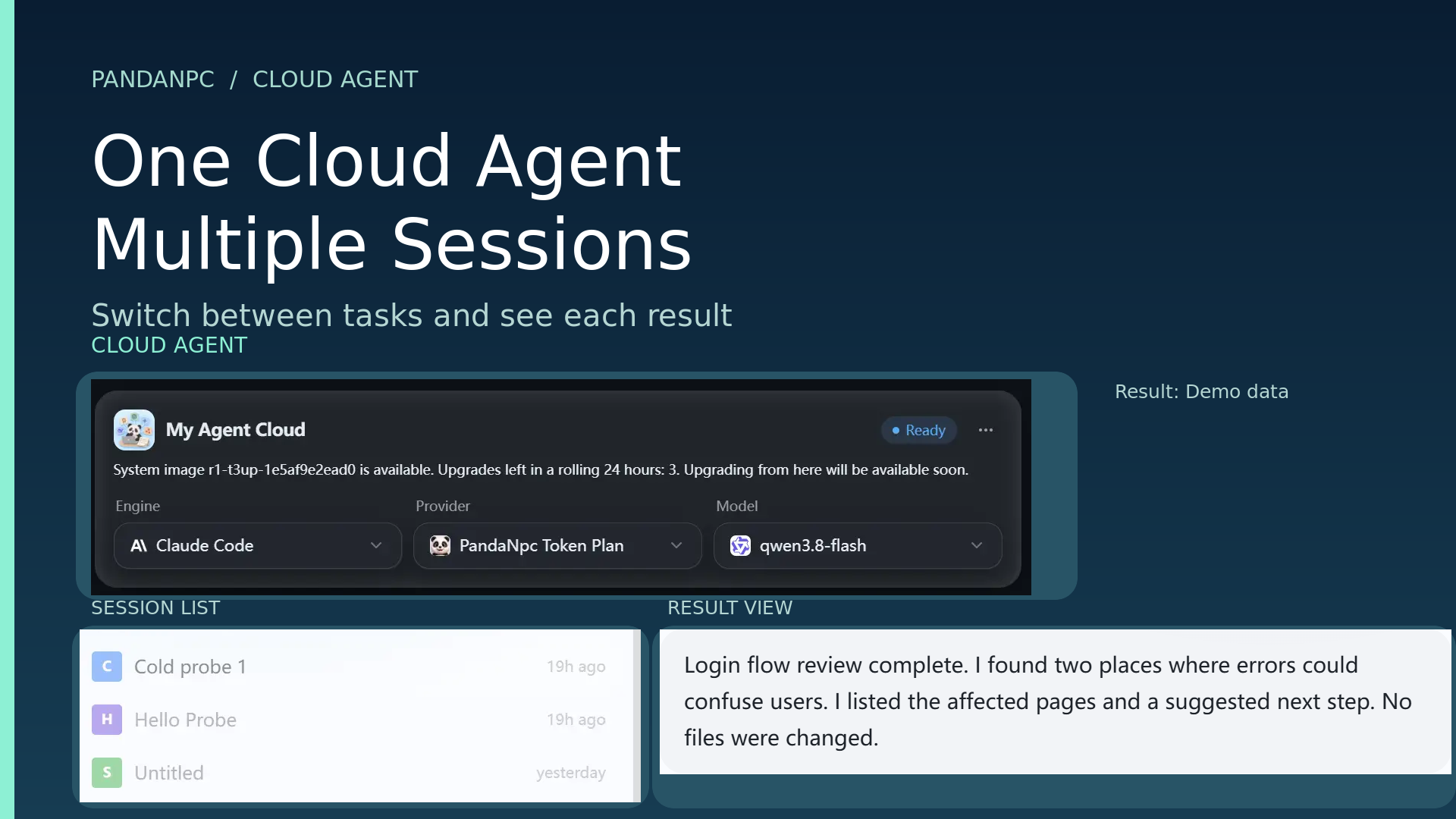 How to use multiple sessions in one PandaNpc Cloud Agent