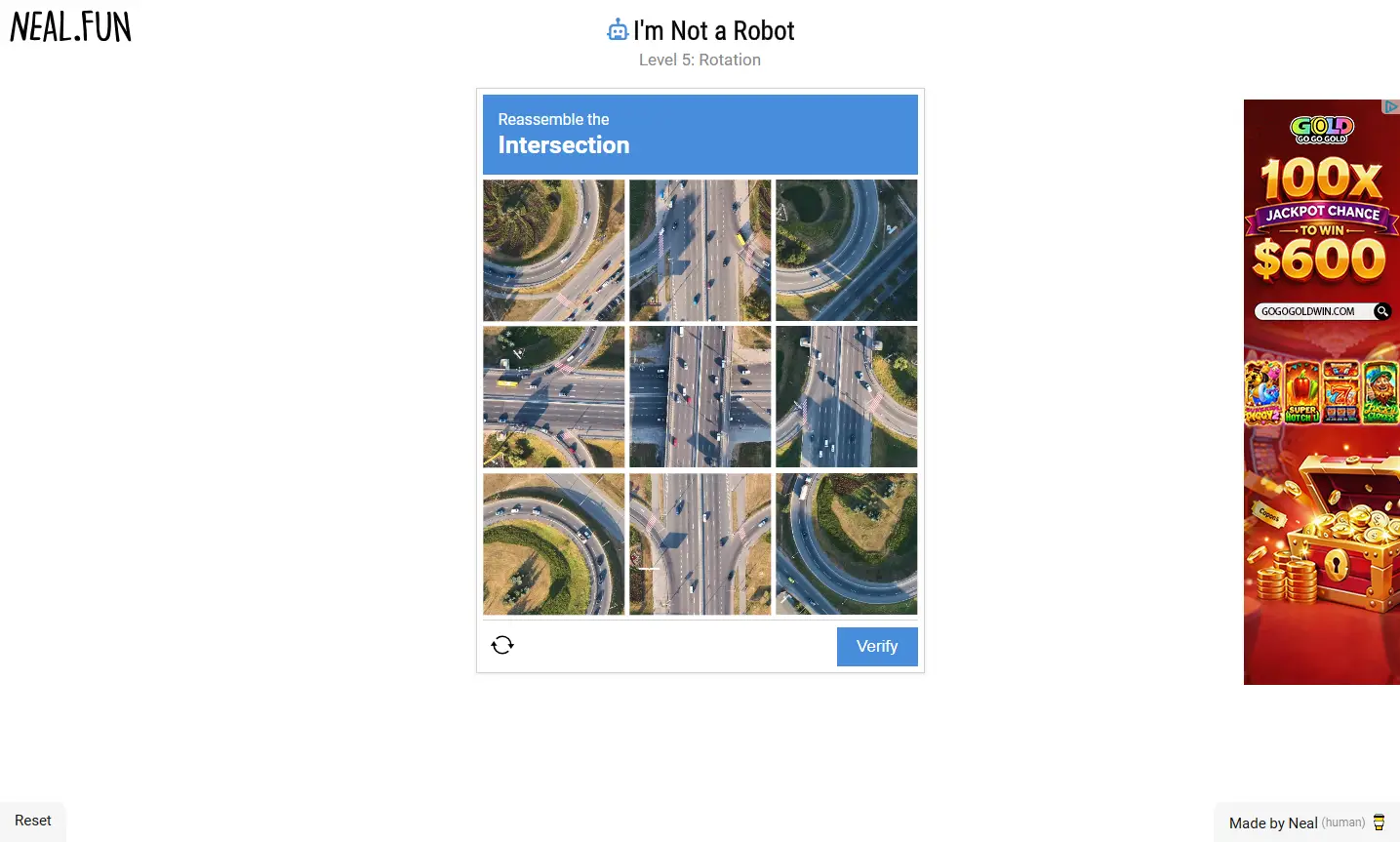 Result screenshot: level 5 has been reached, proving the first 4 levels were completed; this does not mean all 48 levels were cleared. The game showing Level 5 Rotation with the road-rotation puzzle