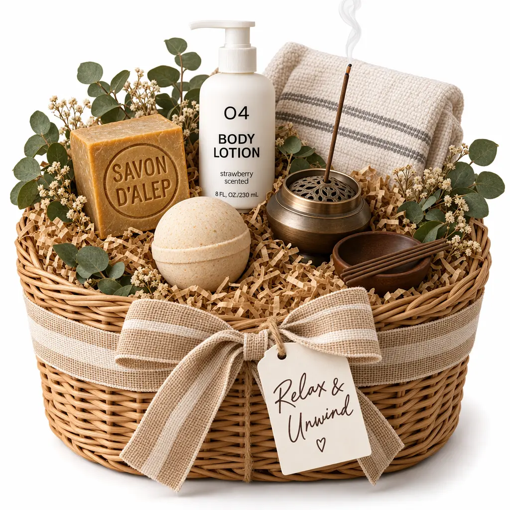 Gift basket generated from four product reference images