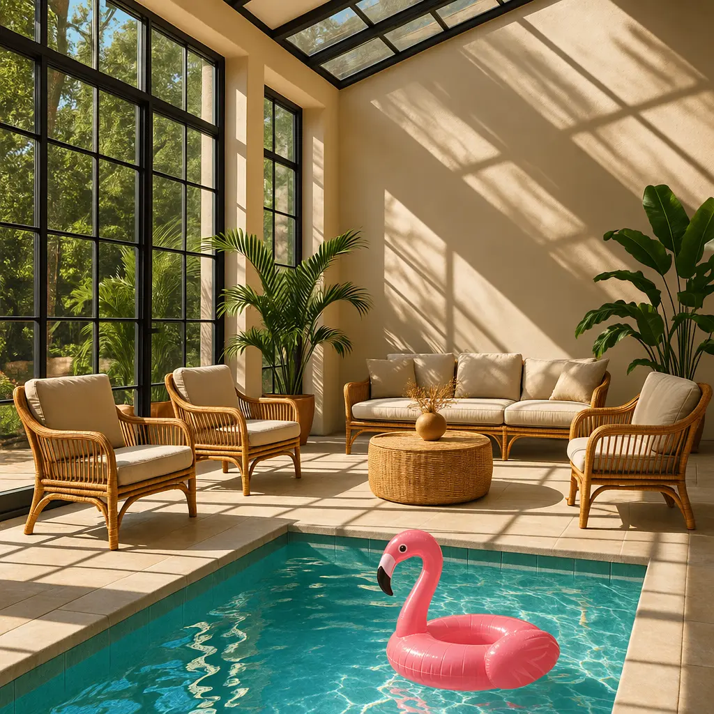 Pool after adding a flamingo float